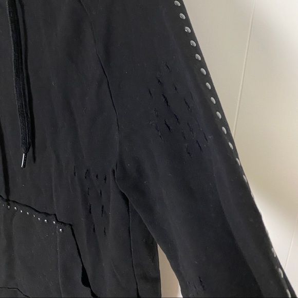 BlankNYC Black Distressed Studded Hoodie Small - Picture 2 of 6